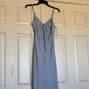 NWT Elegant Blue Lace Trim Maxi Dress size small